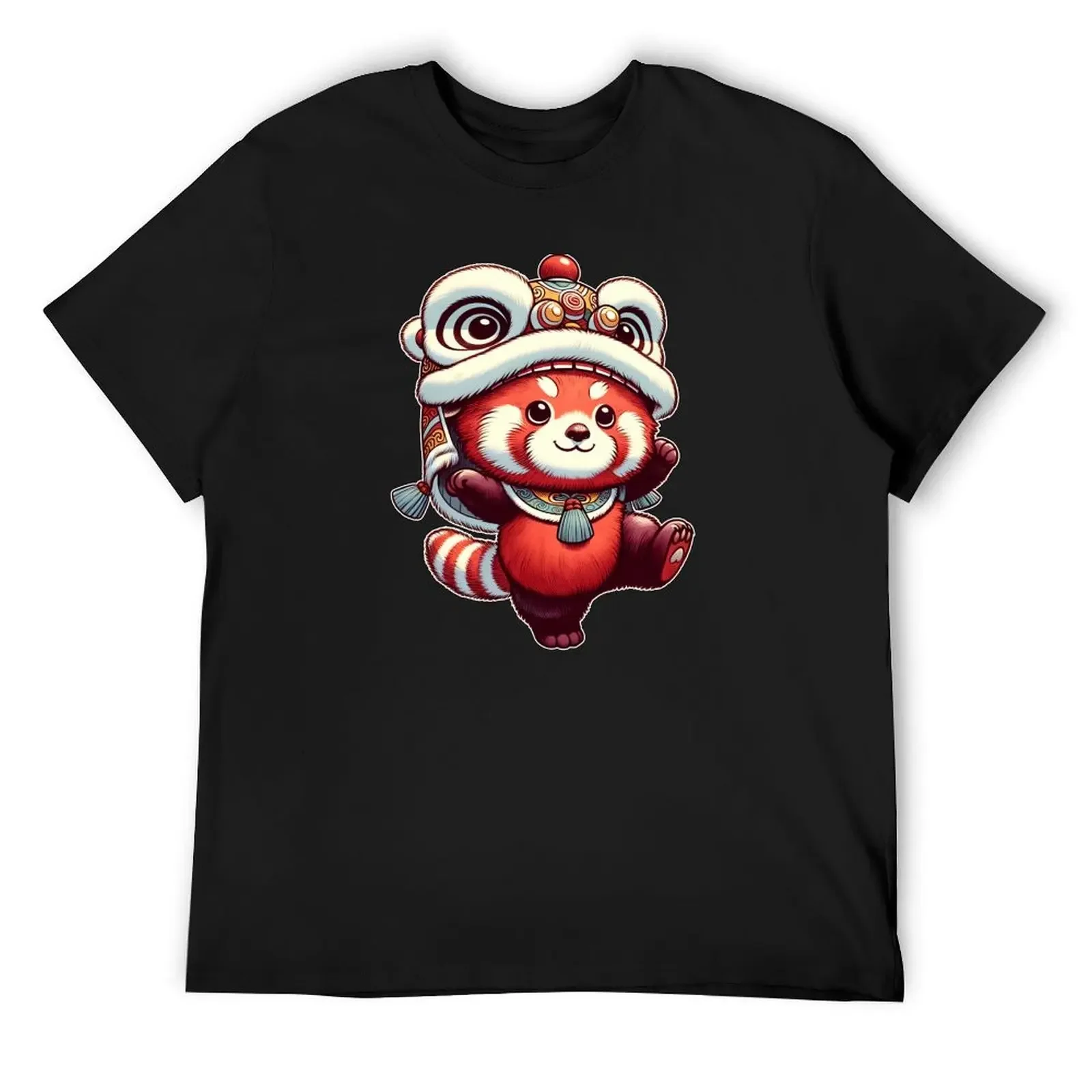 

Lion Dance, Red Panda Lion Dancer CNY 2024 T-Shirt plus sizes plus size tops korean fashion man t shirt shirts men graphic