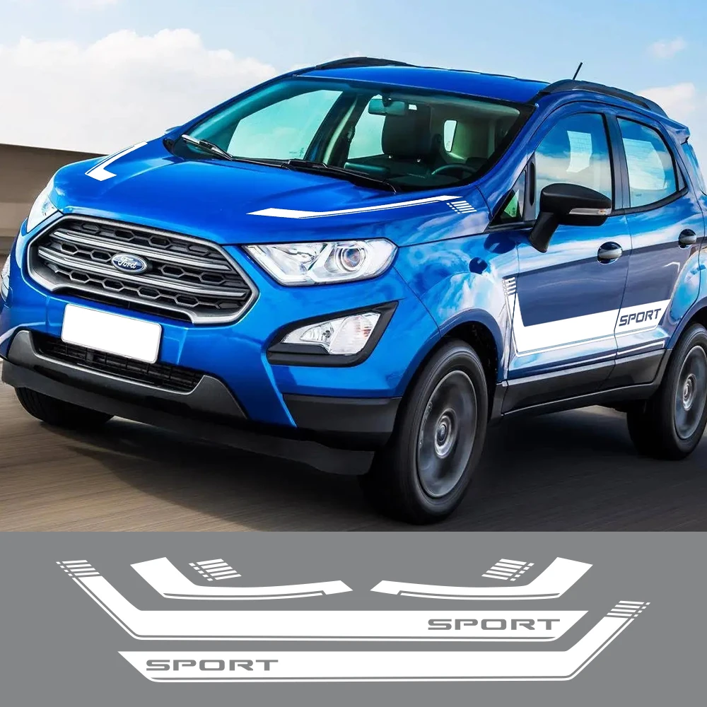 Car Hood Cover Engine Door Side Stickers For Ford Ecosport Stripe Sport Styling Auto Tuning Accessories Vinyl Film Decor Decals