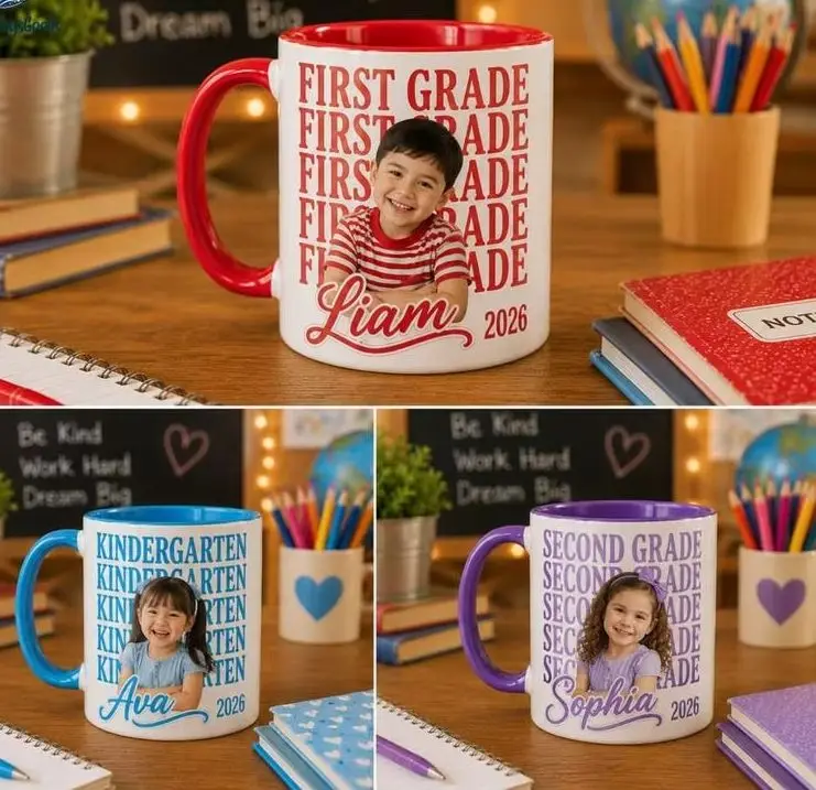 Custom Mug School Grade Kids Photos Cup Personalized Kindergarten First Grade Accent Water Cup Back to School Kids Teacher Gift