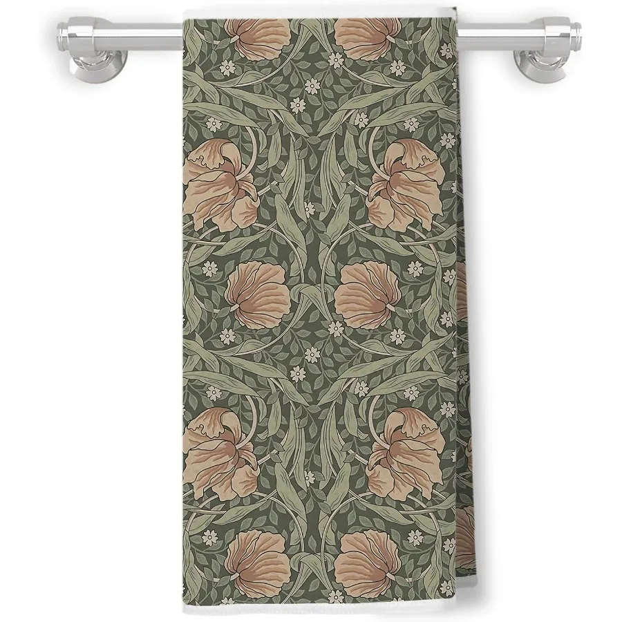 

Винтажные кухонные полотенца с цветочным принтом в стиле бохо, зеленые ботанические полотенца для рук в стиле ретро для ванной комнаты, Cottagecore, цветочные кухонные полотенца, чайные полотенца для