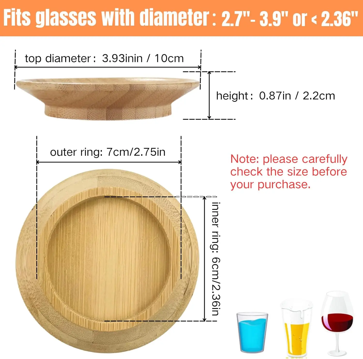 Wine Glass Charcuterie Topper Bamboo Wine Glass Cover Coasters Plate Drinking Glass Covers Wood Glass Toppers for Family Party