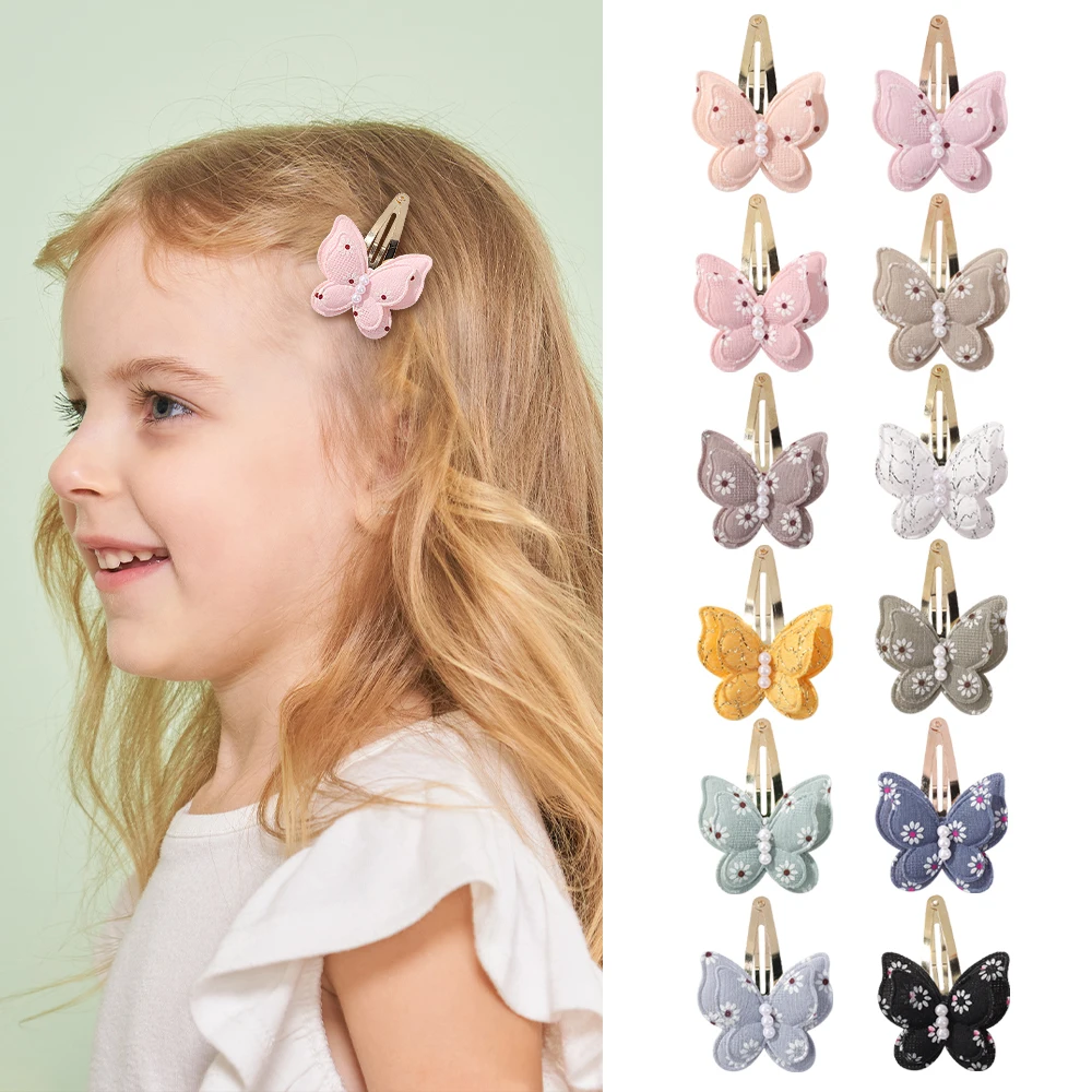 20 Stück zufällige Farbe Schmetterling Haarspangen Mädchen süße Gänseblümchen Perle Bögen Haarnadel Boutique Kinder Kopfschmuck Geschenkset