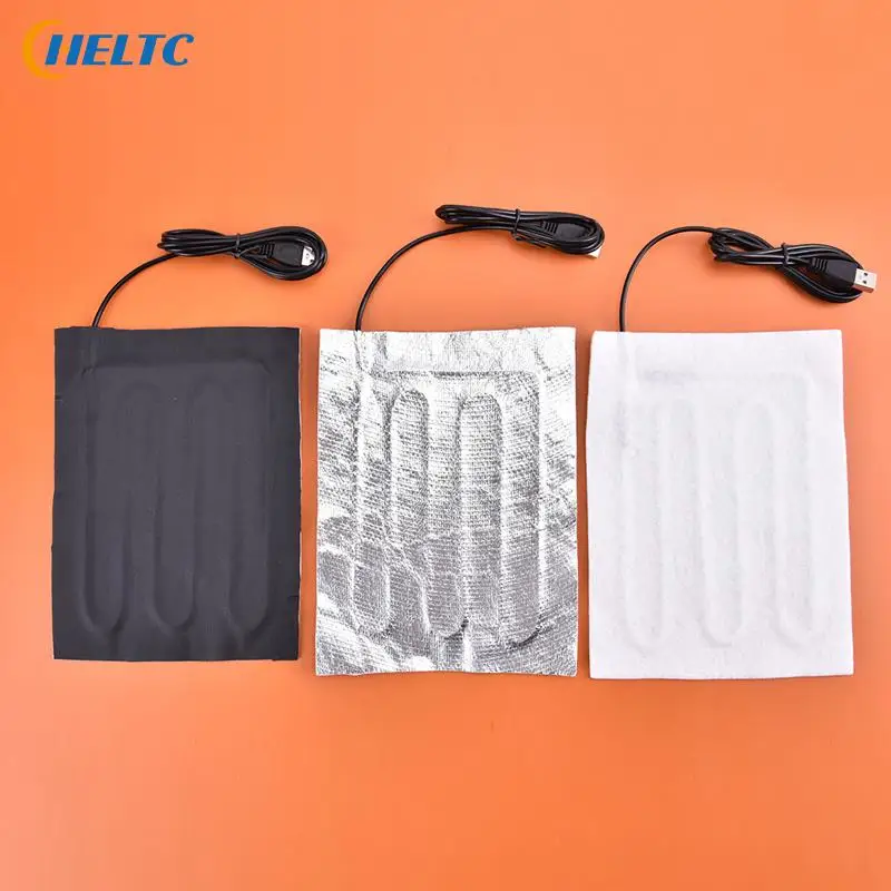 1PCS USB Heater Electric Heating Pad Thermal Clothes Pad Heater Outdoor Mobile Heated DC Adapter Heating Pads  Heat Mat 5v