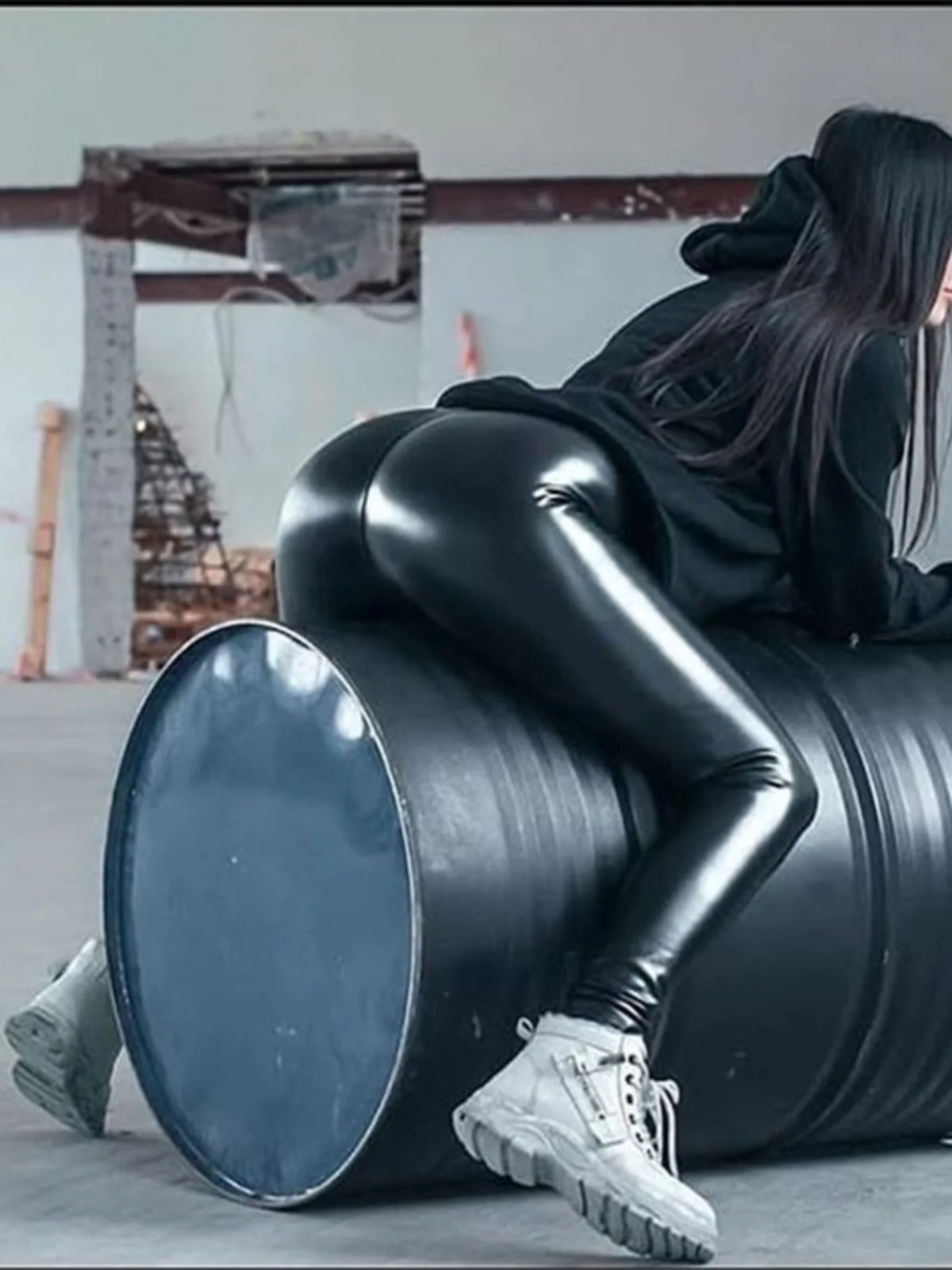 Cintura alta couro pu bla lápis calças rua sle calças femininas calças compridas l cintura regular fina