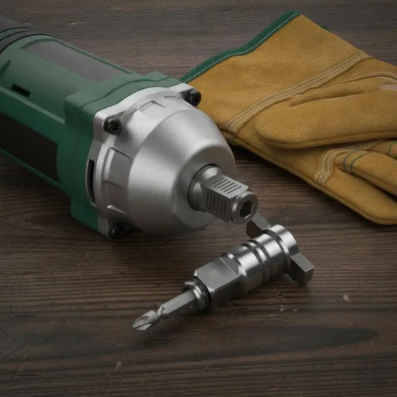Dual Purpose T-shaft Adapter 1/2 Inch Magnetic Square Head Hex Shank Electric Wrench Drill Socket Tool