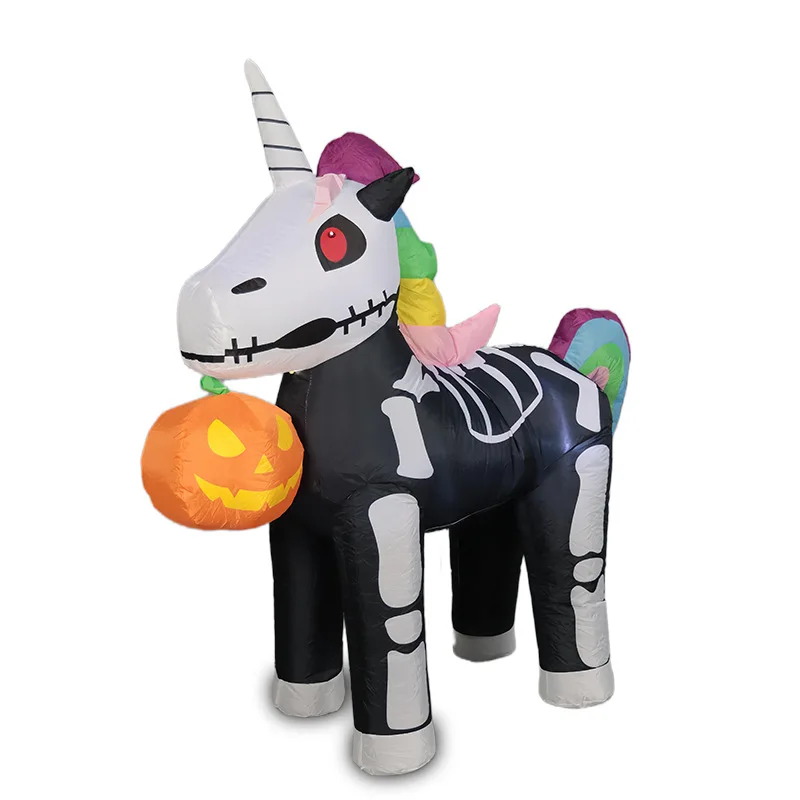 

Cross-border 1.5m Halloween pumpkin inflatable air mold, colorful skeleton, unicorn courtyard garden LED decorative ornament
