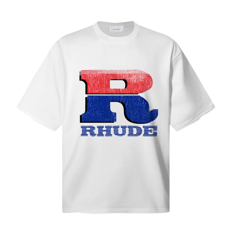 Simple Fashionable RHUDE T-shirt High Quality Casual Large Letter Print Short Sleeve Summer Men Women Top Tee