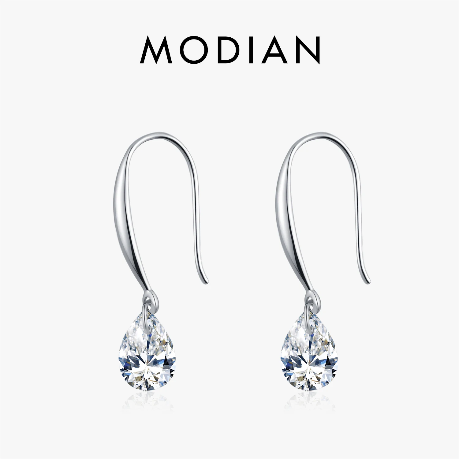 MODIAN Fashion Sparkling Hook Earrings 925 Sterling Silver Shiny CZ Water Drop Sway Dangle Earrings Dla kobiet Fine Jewelry