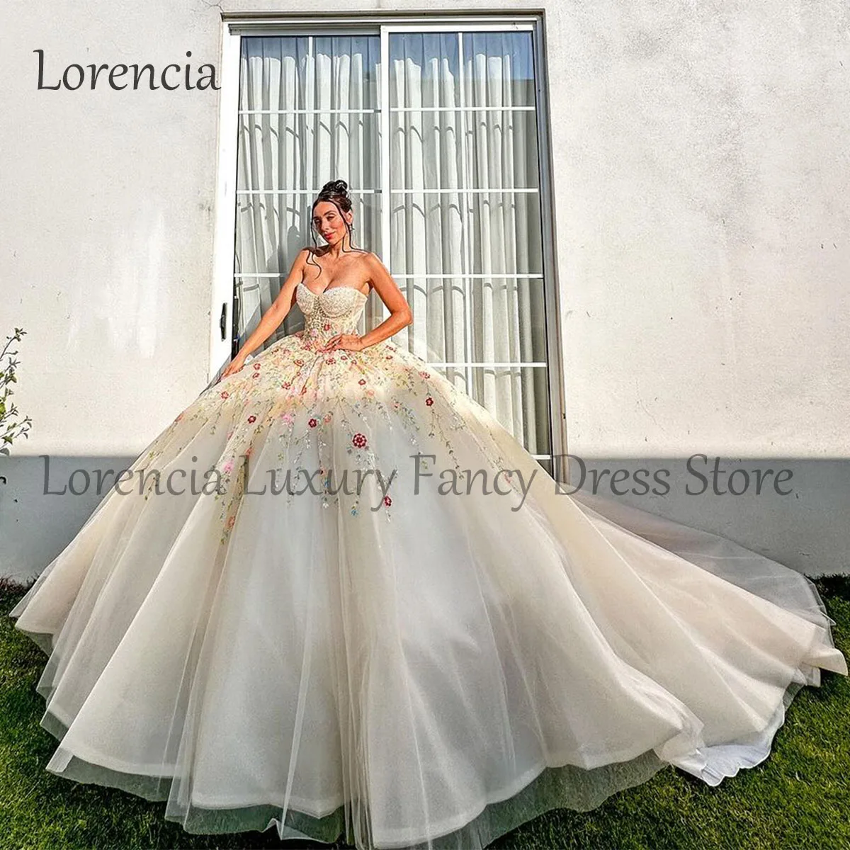 Vestido Quinceanera doce para adultos, vestido mexicano de baile, apliques sem alças, espartilho 3D sem mangas, 15 anos, 16, 2024