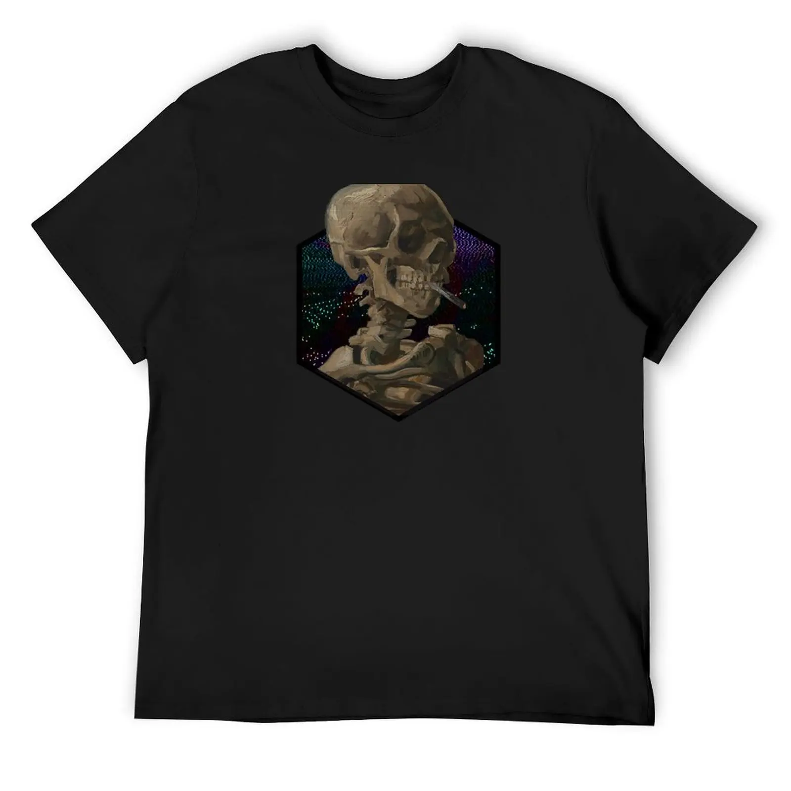 

Skull of a Skeleton with Burning Cigarette Hex VHS T-Shirt blacks vintage graphic tee Aesthetic clothing t shirts for men pack