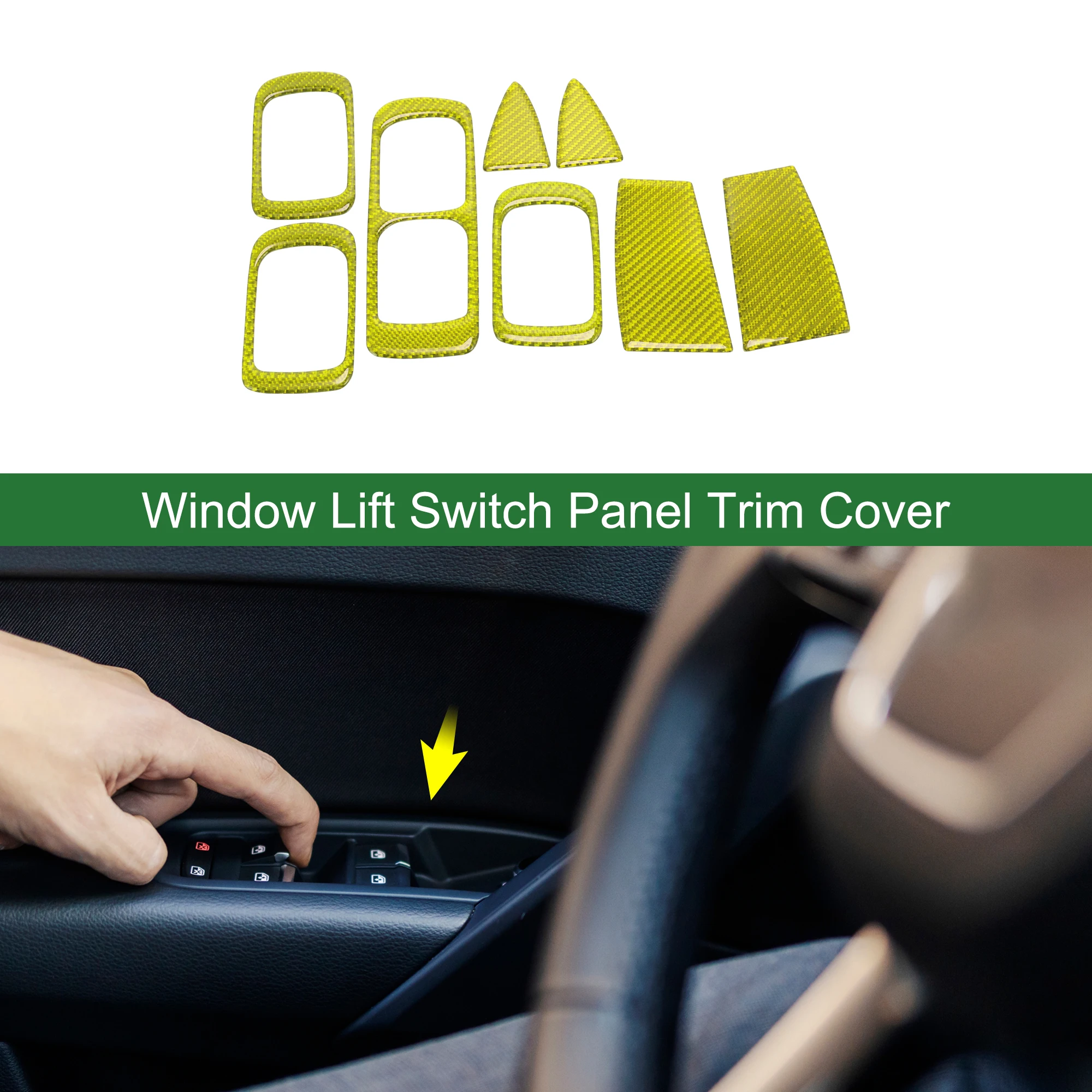 

UXCELL Window Lift Switch Panel Trim Cover for Porsche Cayenne 03-10 Yellow