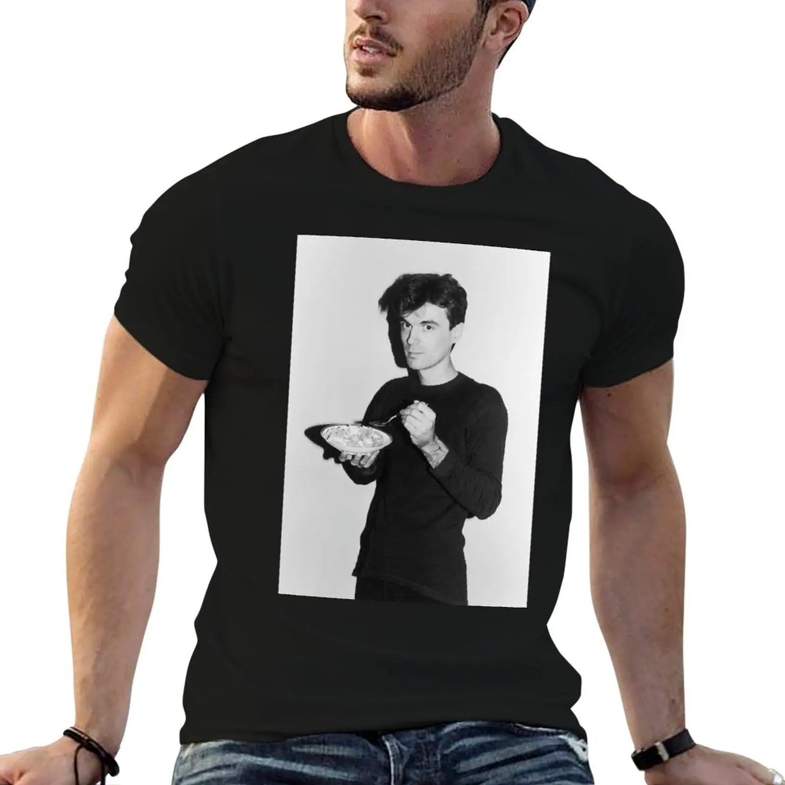 David Byrne eating cereal T-Shirt t shirt man cotton printed t shirts for man T-Shirt