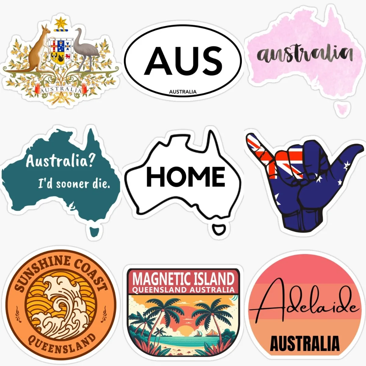 Creative AUS Australia Flag Map National Emblem Kangaroo PVC Sticker for Decorate Fridge Car Van Wall Window Decal Accessories