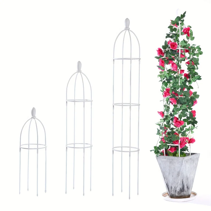 

1pc Tower Obelisk Garden Trellis Plant Support For Climbing Vines And Flowers Stands, White Lightweight Plant Tower, 43/56.3Inch