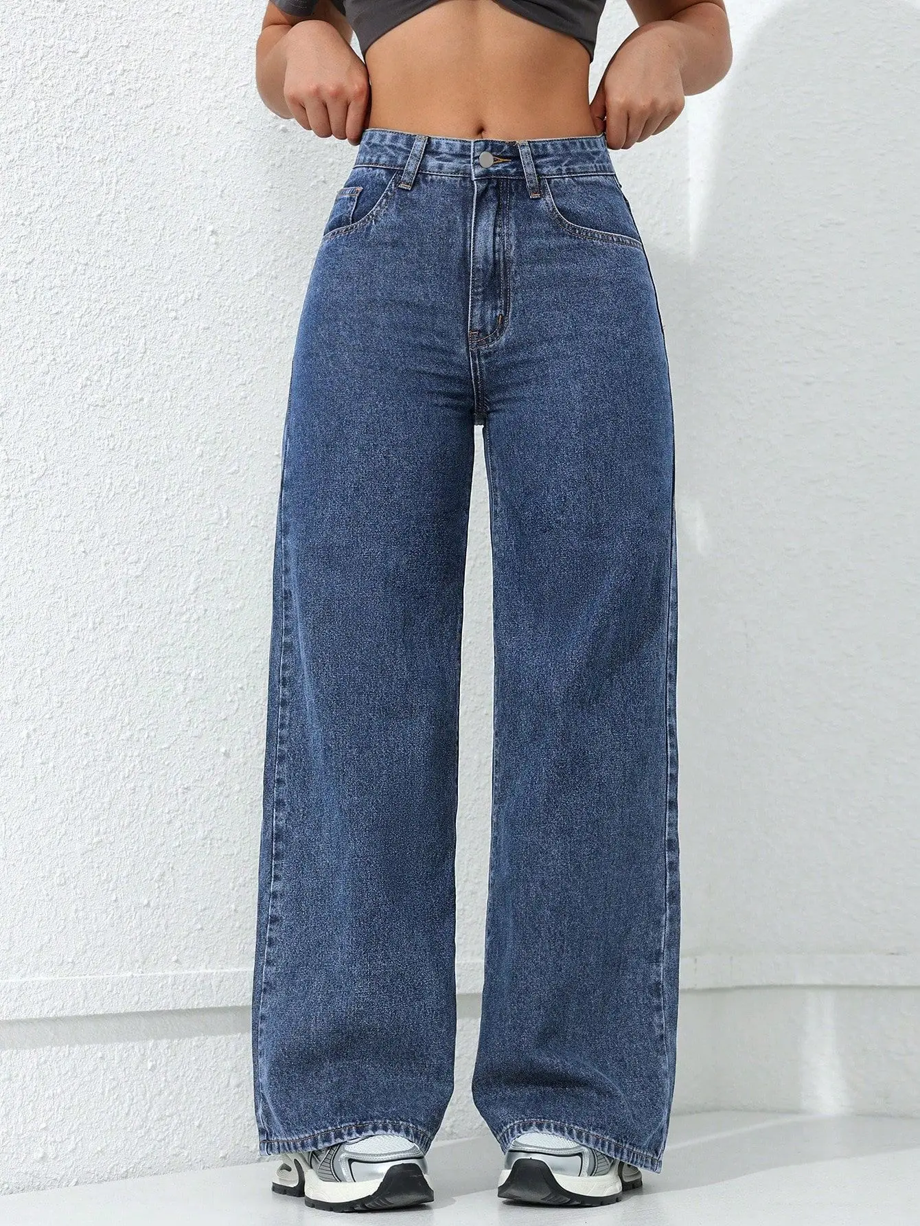 Spring New American Wide Leg JEANS Women Wash Water Loose Slimming Straight Mop Denim Pants Jeans