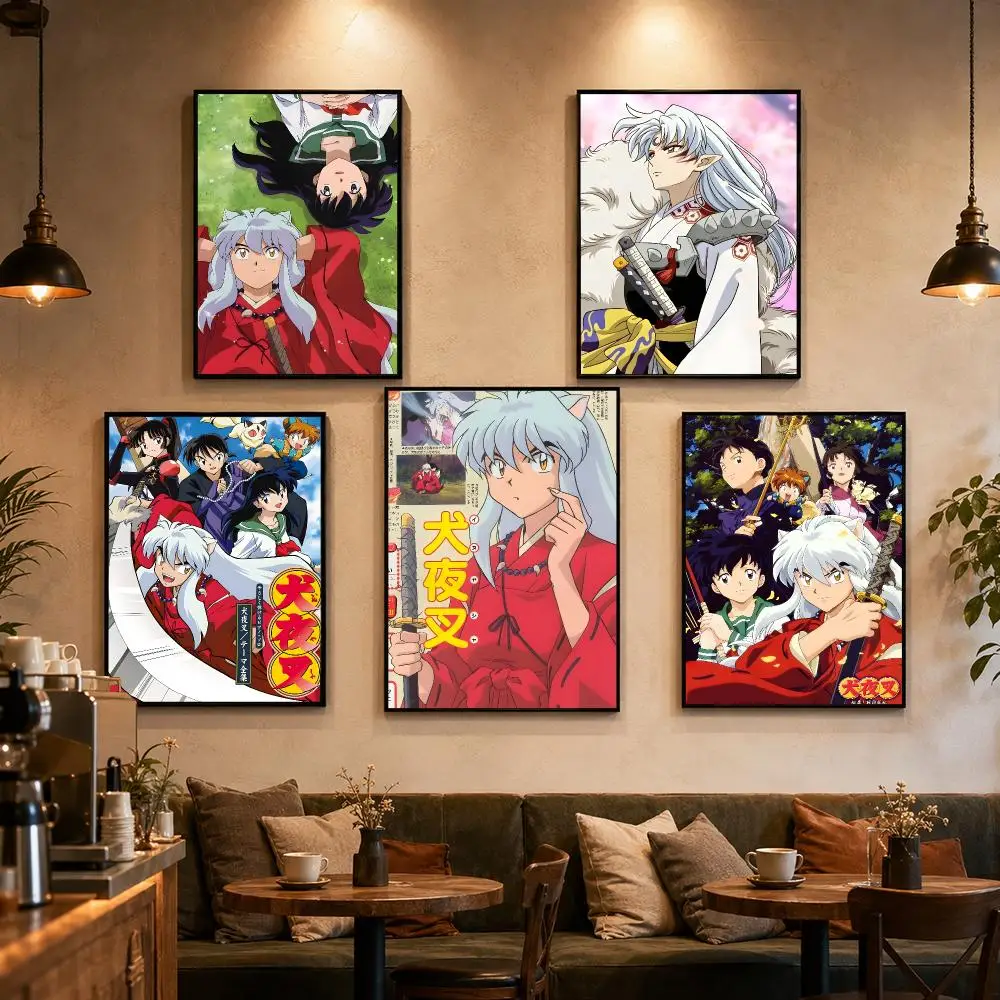 I-Inuyasha Animation Poster Self-adhesive Art Waterproof Paper Sticker Coffee House Bar Dorm Room Wall Decor