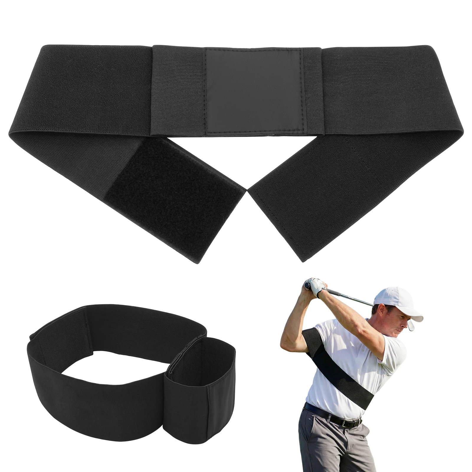 Golf Arm Band Training Aid Nylon Elastic Swing Correcting Arm Band Adjustable Swing Trainer Armband for Beginners Players Train