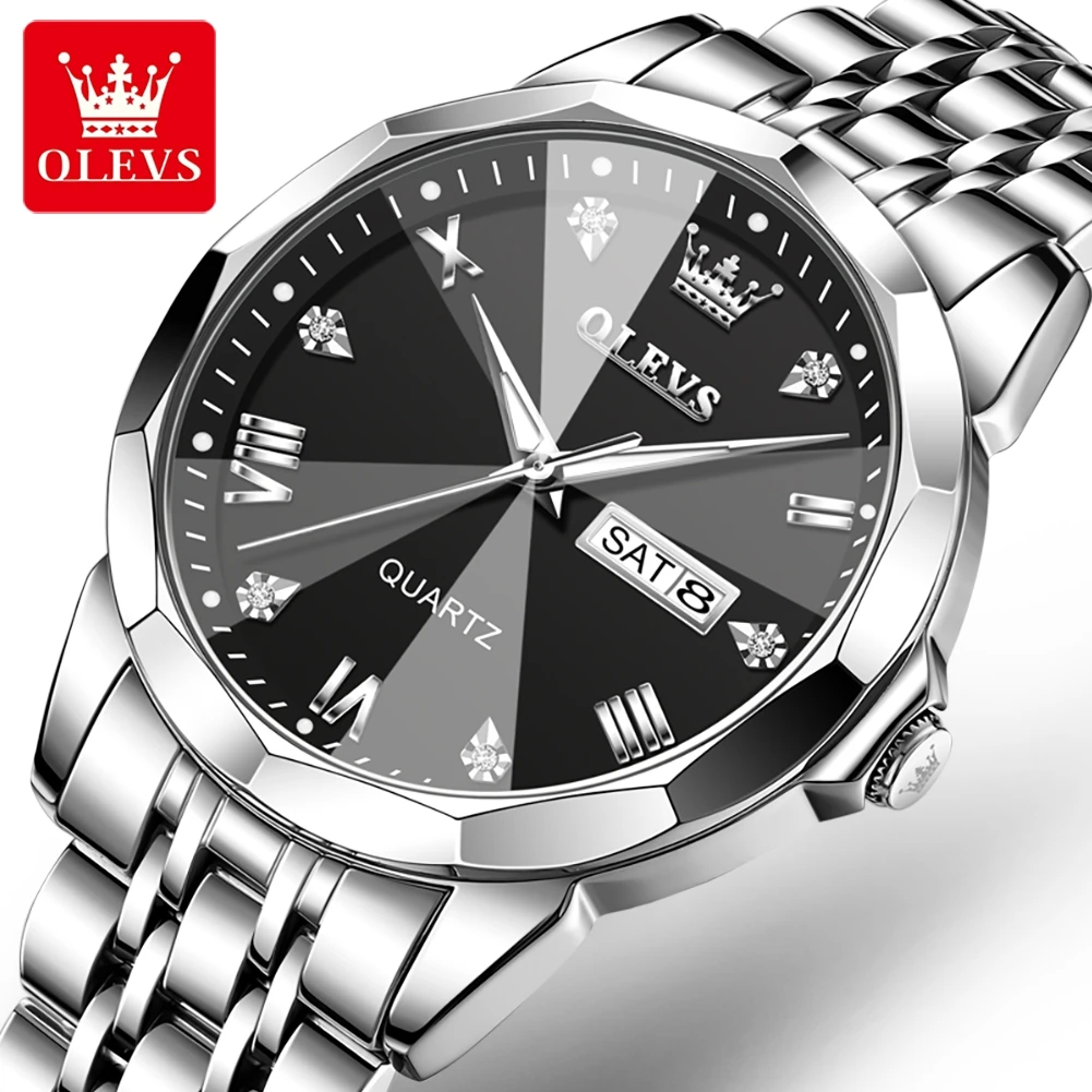 OLEVS 9931 Men Watch Luxury Original Business Quartz Watch Rhombus Mirror Waterproof Luminous Watch Calendar Men Brand Watch