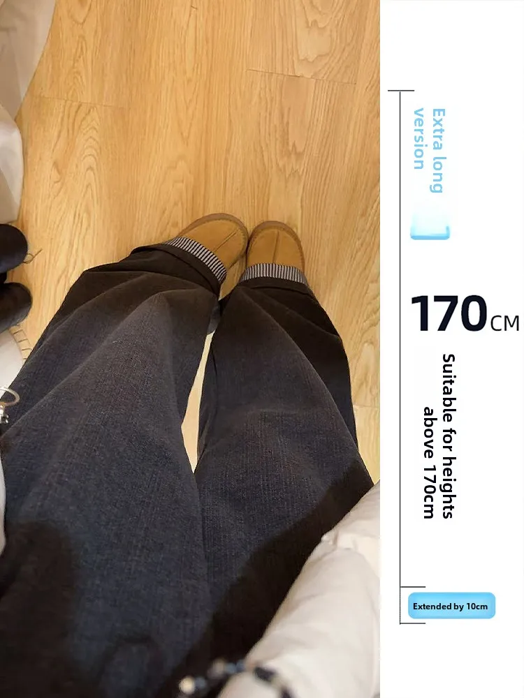 

Korean Laid-ba Sle Extended Wide-leg Woolen Cuffed Pants Women's Autumn Winter Tall Version Loose Meat Concealing Casual ...