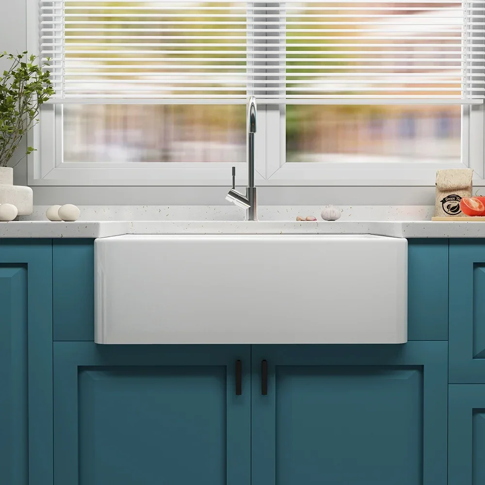 

-for Design 30 "Long X 18 Wide White Glossy Apron Front Fireclay Farmhouse Style Ceramic Single Bowl Commercial Kitchen Sink