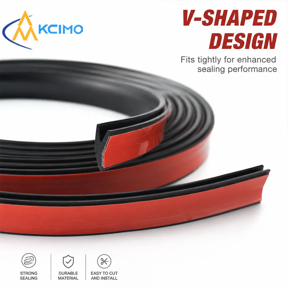 V Shaped Car Rubber Seal Strip Self Adhesive Auto Door Weather Stripping Sound Insulation Dustproof Waterproof Sealing Strip 1Pc