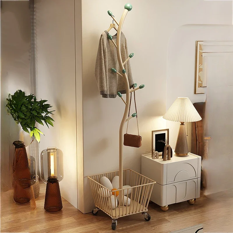 Simple Metal Pulley Clothes Rack Steel Wheel Lamp Tree Living Room Coat Hanger Organizer Storage Tendedero De Ropa Furniture