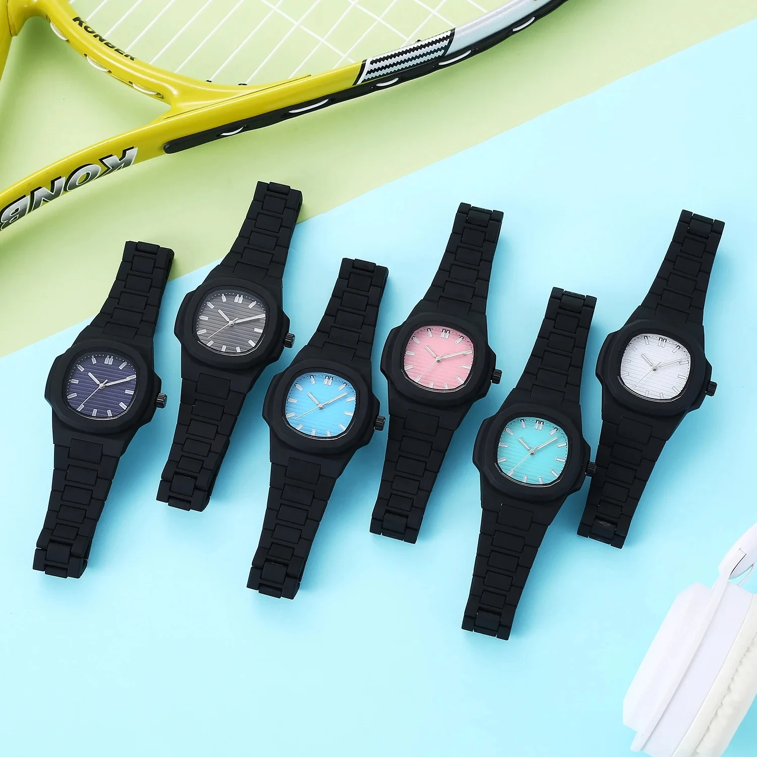 Wholesale Watch Square Waterproof Sport Silicone Wristatch Polycarbon Luminous Men Quartz Watches Montre Homme