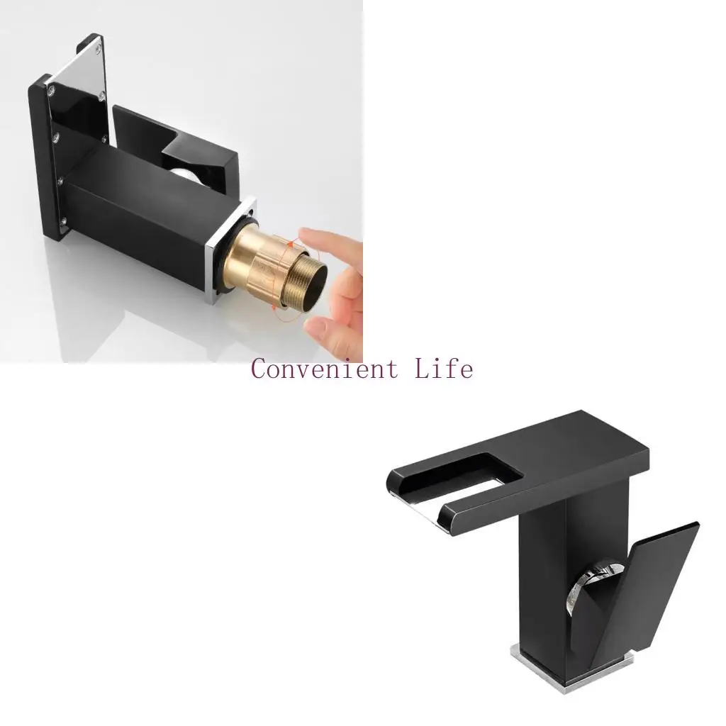 

L1EE Bathroom LED Light Basin Faucet Waterfall Spout Sink Faucet Cold & Hot Mixer Tap