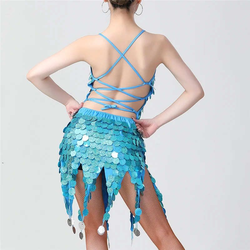 النساء الترتر شرابة اللاتينية فستان رقص العملات المهنية الرقص تنورة رومبا تشا تشا التانغو السامبا Dancewear الزي المرحلة زي