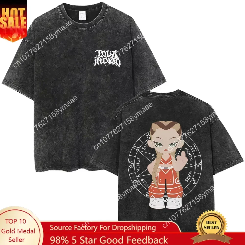 

Washed Vintage Lola Indigo 2025 Merch T-shirt Men Women Women Fashion Casual Trend Streetwear Unisex Cotton Retro Oversized T Sh