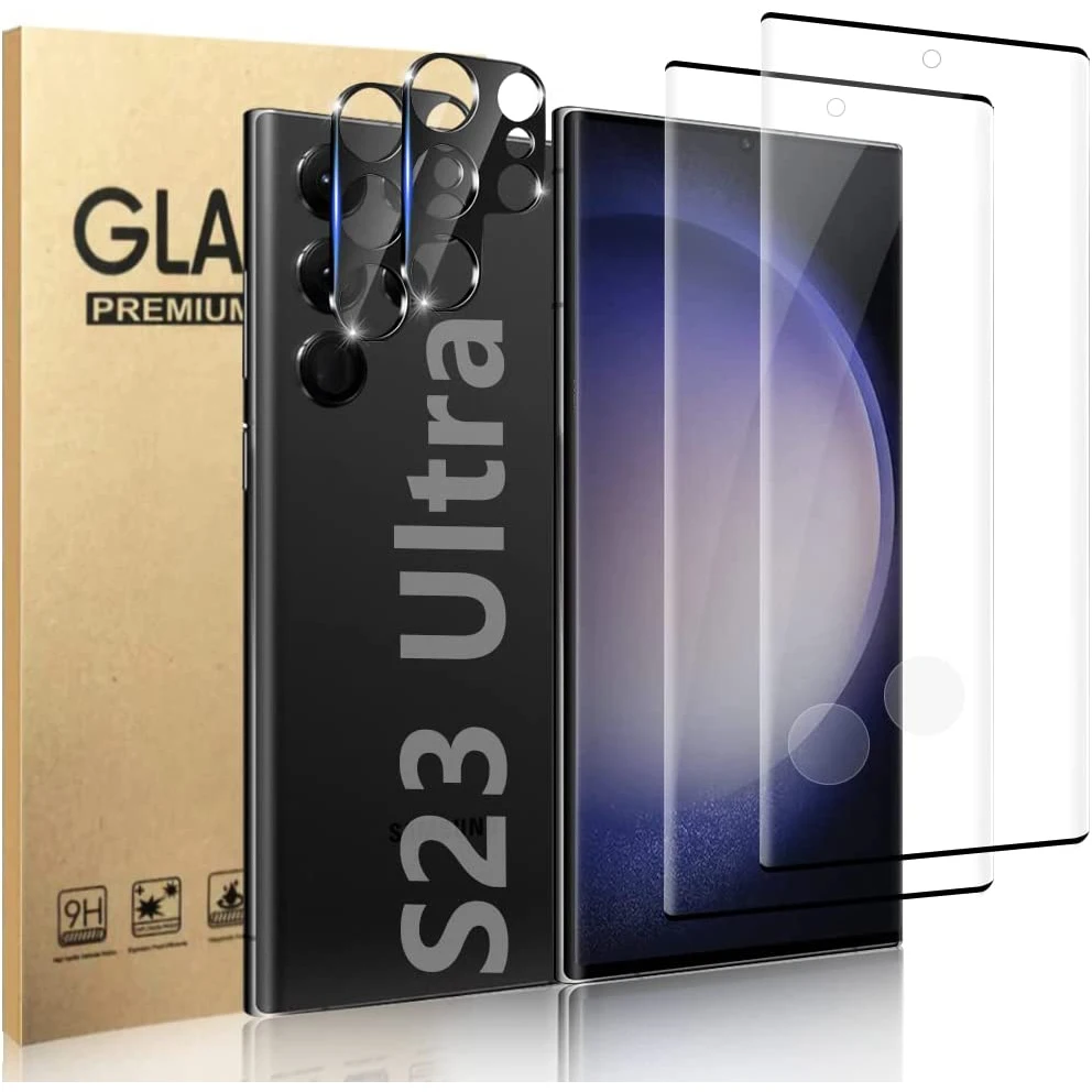 [2+2]Fingerprint Unlock Tempered Glass Film Shield Screen Protector for Samsung Galaxy S23 Ultra 5G 6.8