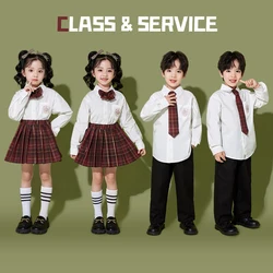 Hip Hop Girls Plaid School Uniform Shirt Tie Skirts Boys Jazz Street Dance Pants Child Jazz Clothes Sets Kids Showing Clothing