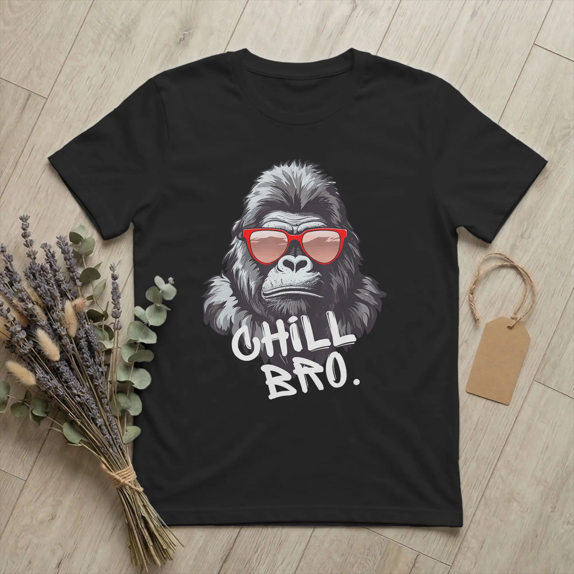 Chill Bro Cool Chimp with Sunglasses Gamer T Shirts Men's  Cotton Vintage T-Shirt O Neck  Tees Short Sleeve Clothing Original