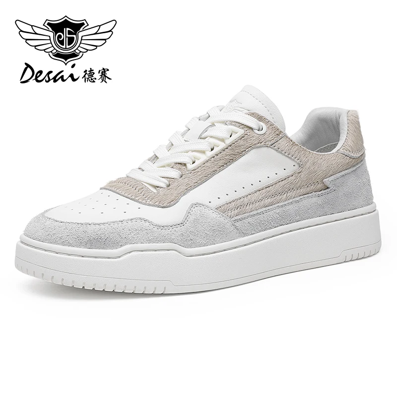 DESAI Men Casual Shoes Genuine Leather Sewing Male Sneakers Breathable 2024 New Design Fashion