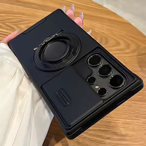 360°Rotating Hidden Metal Ring Stand Case For Samsung S25 Ultra S24 Plus S23 FE S22 S21 FE Camera Protection Hard PC Phone Cover