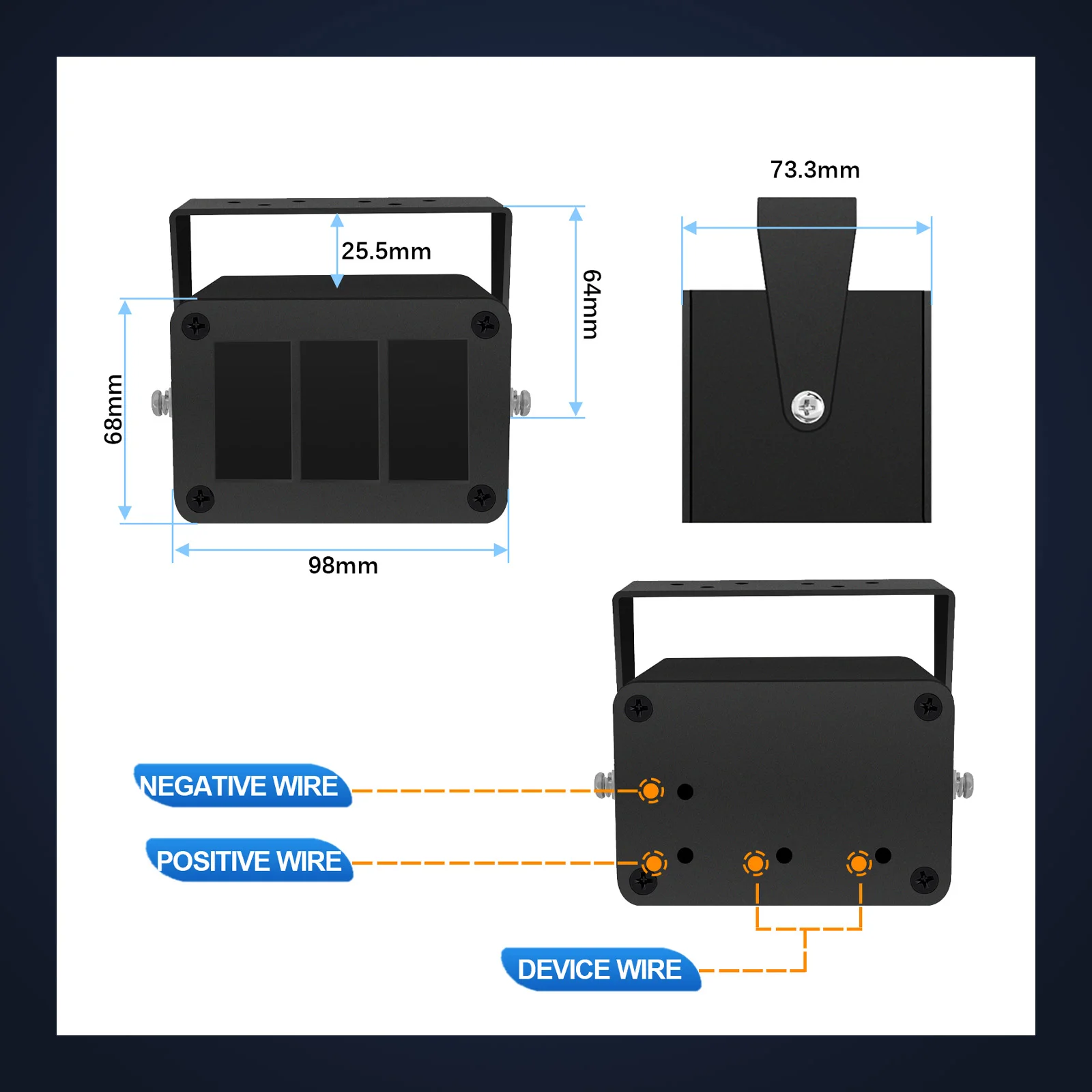 Caja de interruptor basculante de 3 bandas, 12V, 5 pines, interruptor de encendido y apagado, PD tipo C y QC 3,0, cargador USB, voltímetro azul, caja de aluminio, Panel de interruptor basculante
