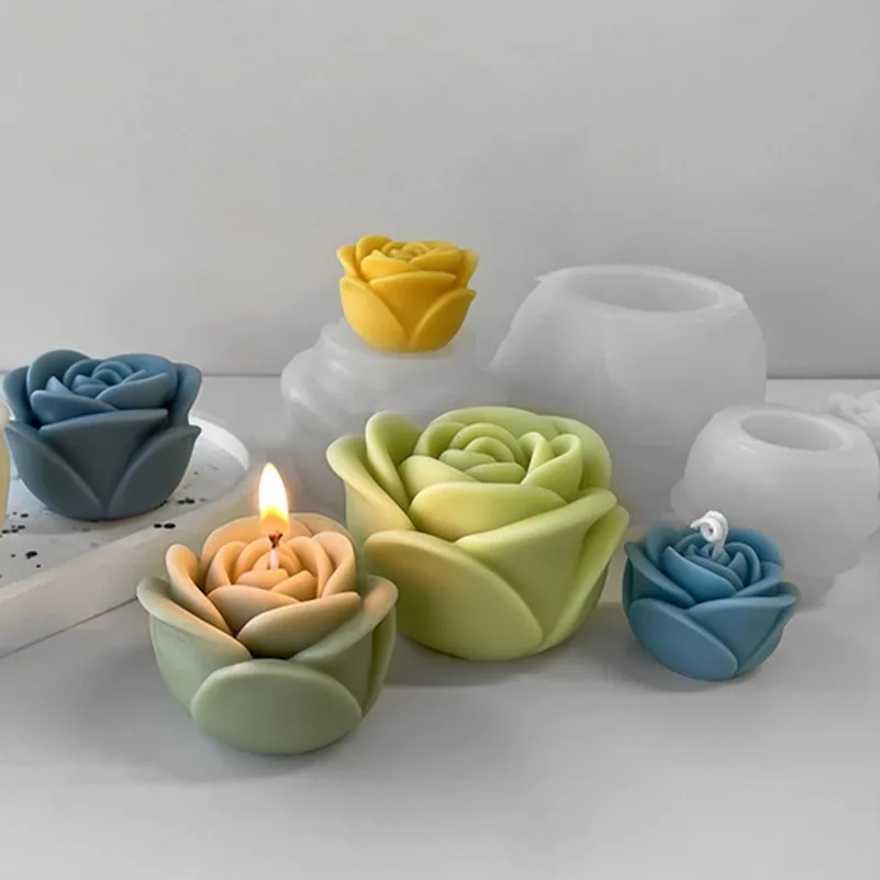 

Valentine's Day rose flower silicone candle mold 3D Peony flower soap plaster resin mold DIY chocolate cake baking tool