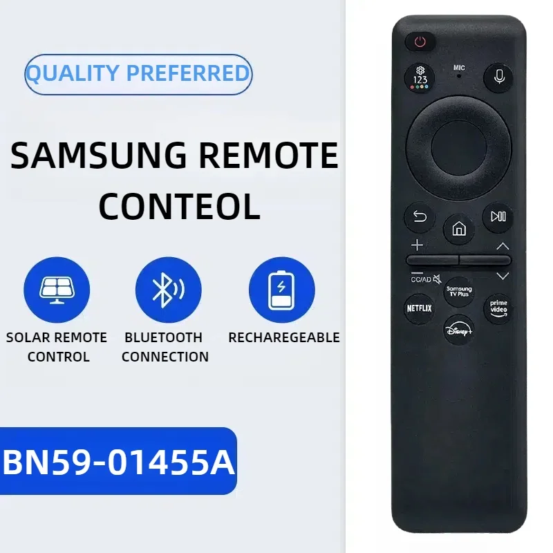 New BN59-01455A/P Solar Voice Remote Control for Samsung Smart TVs, Compatible with NEO QLED Series, Q60, Q70, Q80, QN85, QN90