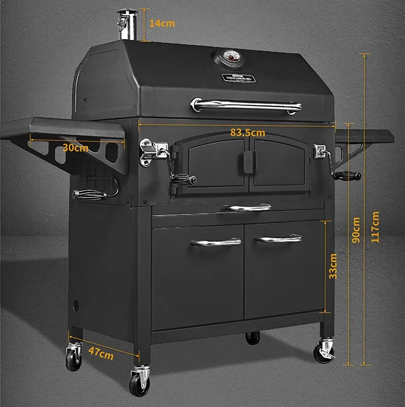 Toshine Grill, American Durable Outdoor Large Double Adjustable Carbon Tray Foldable Side Panel