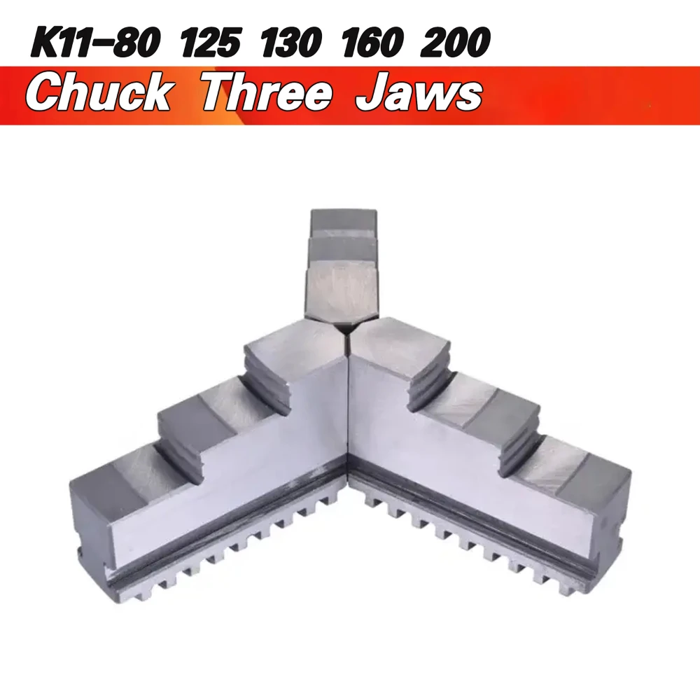 Chuck Three Jaws K11-80 K11-100 K11-125 K11-130 K11-160 K11-200 Universal Three-jaw Chuck Card Foot 3Pcs/Set Mechanical Lathe