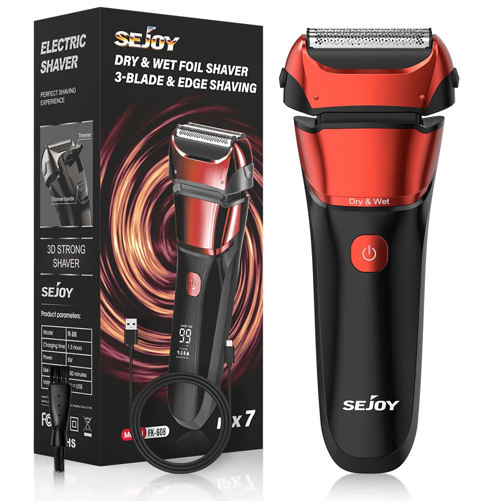 

Sejoy Razor Electric Shaver Professional Reciprocating Shaving Machine with Beard Trimmer for Men IPX7 Waterproof FK-608