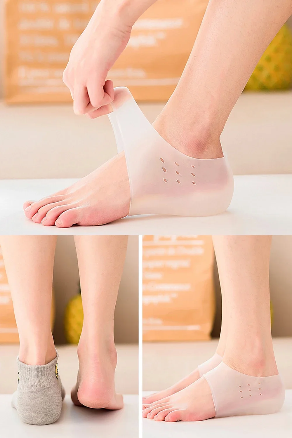 Silikon Unsichtbare Innenhöhe Einlegesohlen Heben Erhöhen Socken Outdoor Fuß Schutz Pad Männer Frauen Ferse Kissen Versteckte Einlegesohle – Detail 6