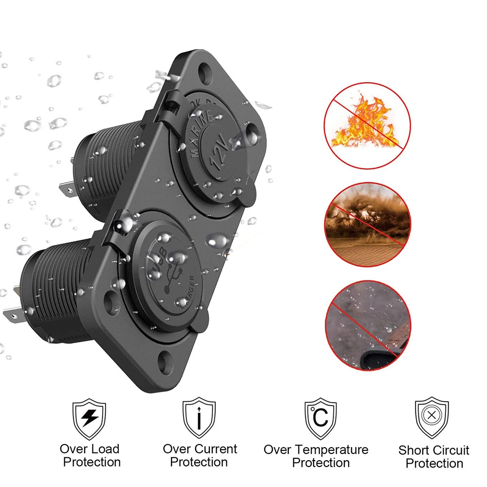 Qc3.0 Auto ladegerät Steckdose mit Touch-Schalter Zigaretten anzünder Steckdose Splitter Dual USB Ladegerät wasserdichte Steckdose Adapter