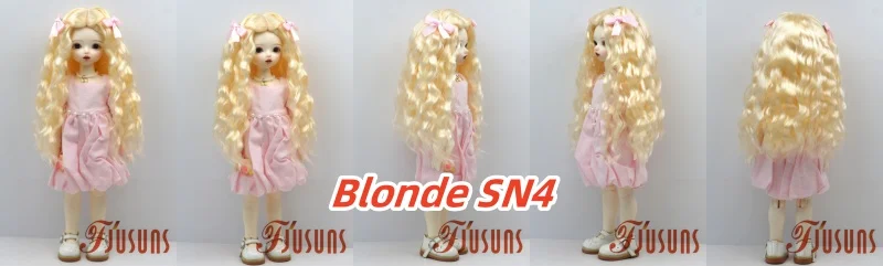 JD880 Lange Sauvage Welle Mittelscheitel Meerjungfrau Lockig mit Twin Bow Braids Puppe Perücken 1/8 1/6 1/4 1/3 Pullip Blythes BJD Haar – Detail 19