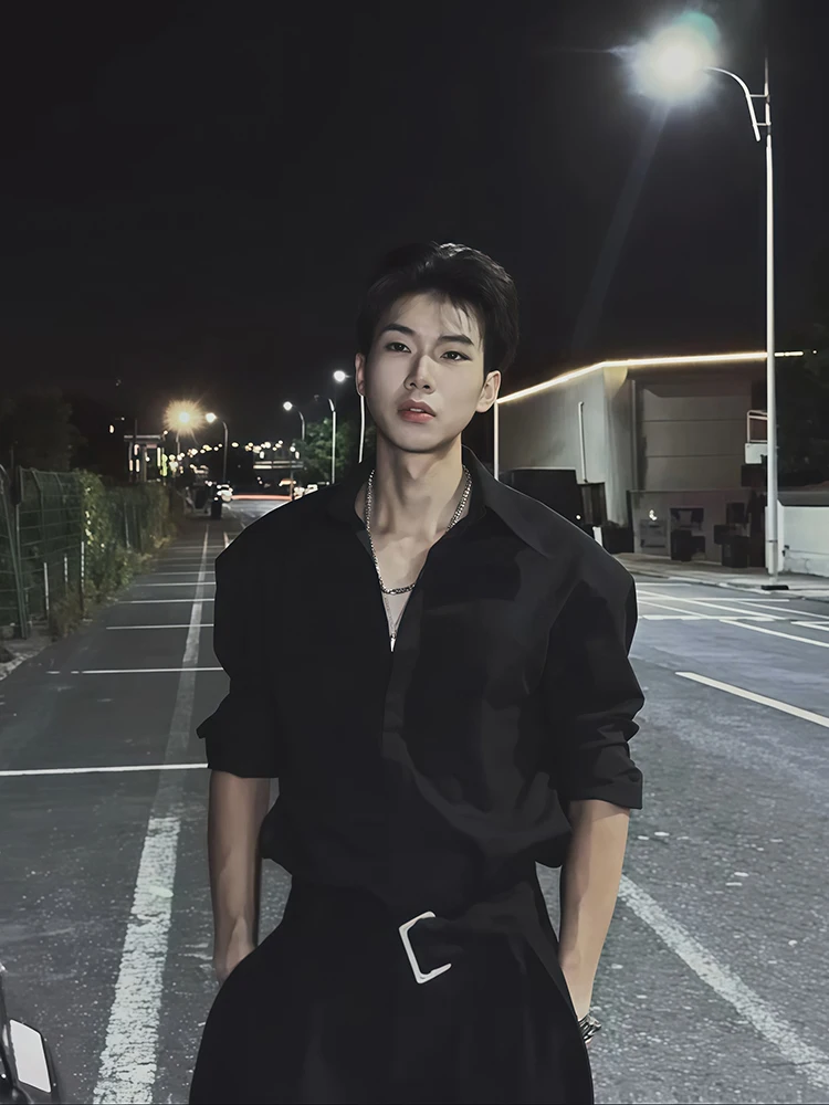 

Мужской костюм Naples Sle Long Sve irt Ele, драпированный костюм, внутренняя одежда, свободный крой из полиэстера, весна-осень