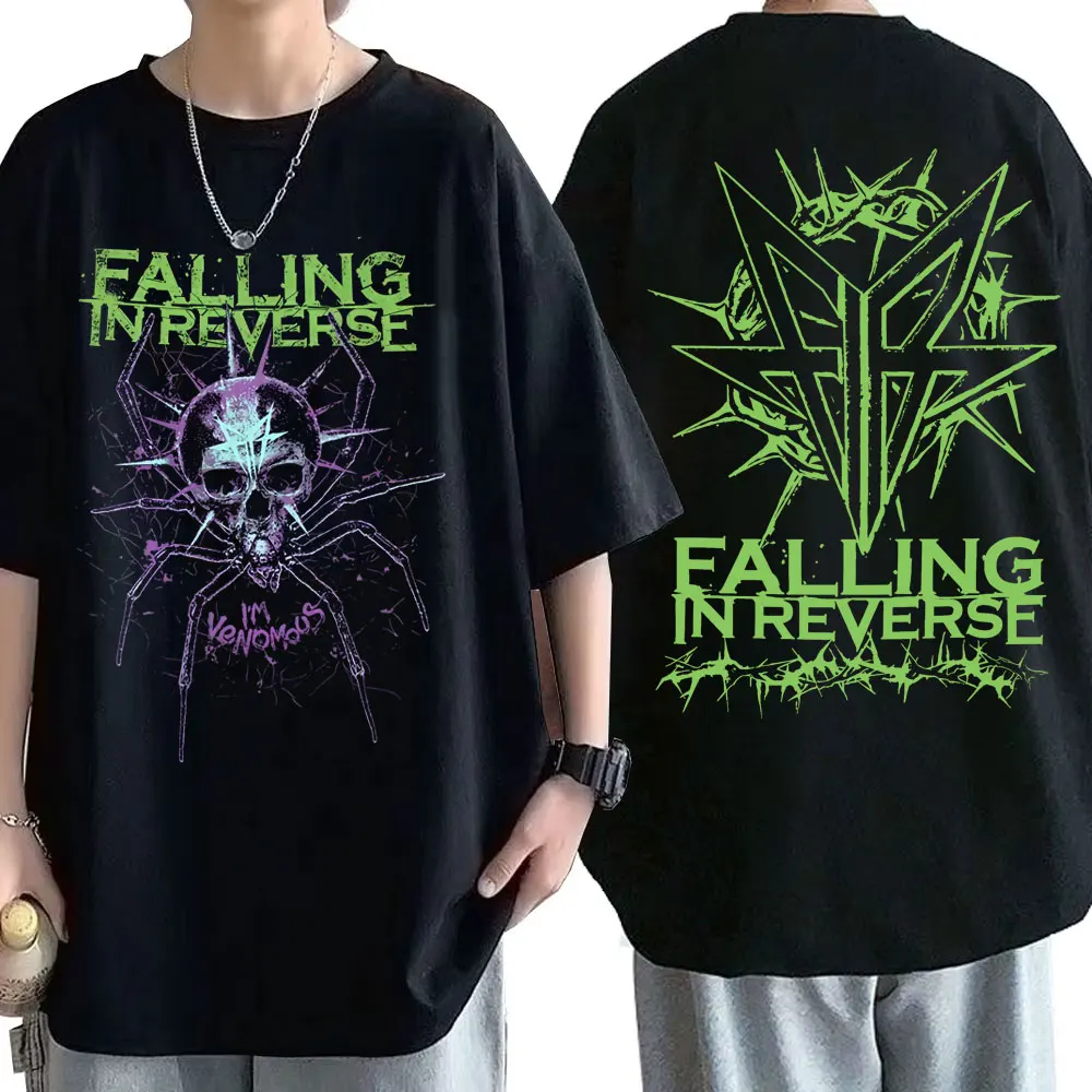 

Hot Rock Band Falling in Reverse Spider T-shirt Men Women Punk Gothic Oversized Streetwear Male Vintage Casual Cotton T Shirts