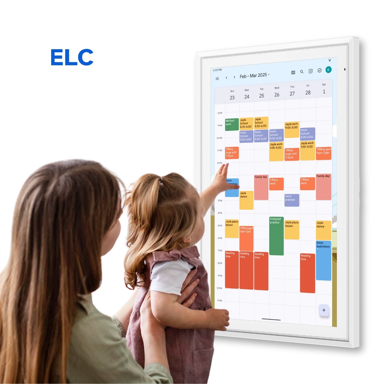 

2025 Wall-Mounted Smart Digital Family Calendar 27 Inch Touch Screen FHD Display Organize Schedule for School, Office, Family