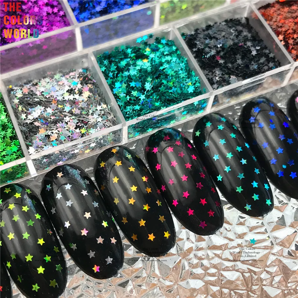 TCT-890 Holographic Star Glitter Smallest 1MM Size Paillettes For Nails Beauty Lady Manicure Wedding Decoration Confetti Craft