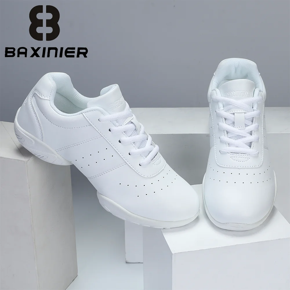 

BAXINIER белые танцевальные кроссовки для девочек, детская тренировочная обувь для тенниса, молодежная обувь для соревнований, легкая мягкая поддержка