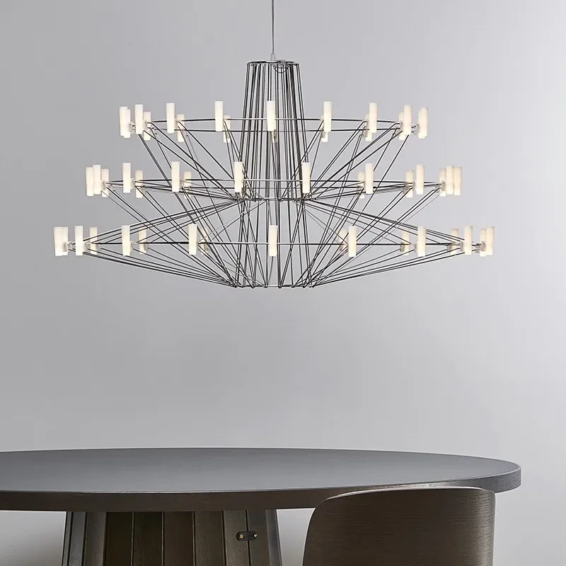 

Moooi Coppelia Designer Loft Villa Duplex Art Chandelier Luxury High-end Living Dining Room Led Round Iron Wire Decor Lighting